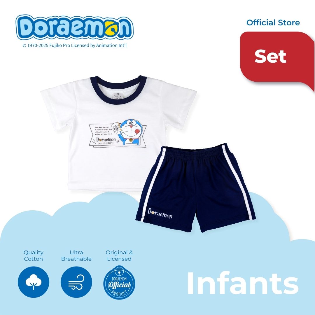 DORAEMON GAJETTO T-SHIRT AND SHORTS SET FOR INFANTS (3-12 MOS)