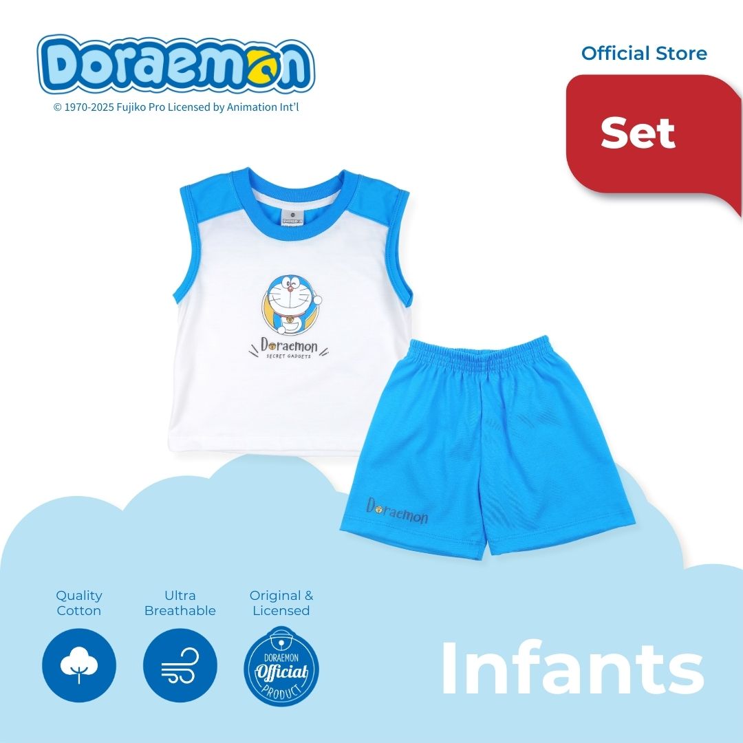 DORAEMON GAJETTO MUSCLE SHIRT AND SHORTS SET FOR INFANTS (3-12 MOS)