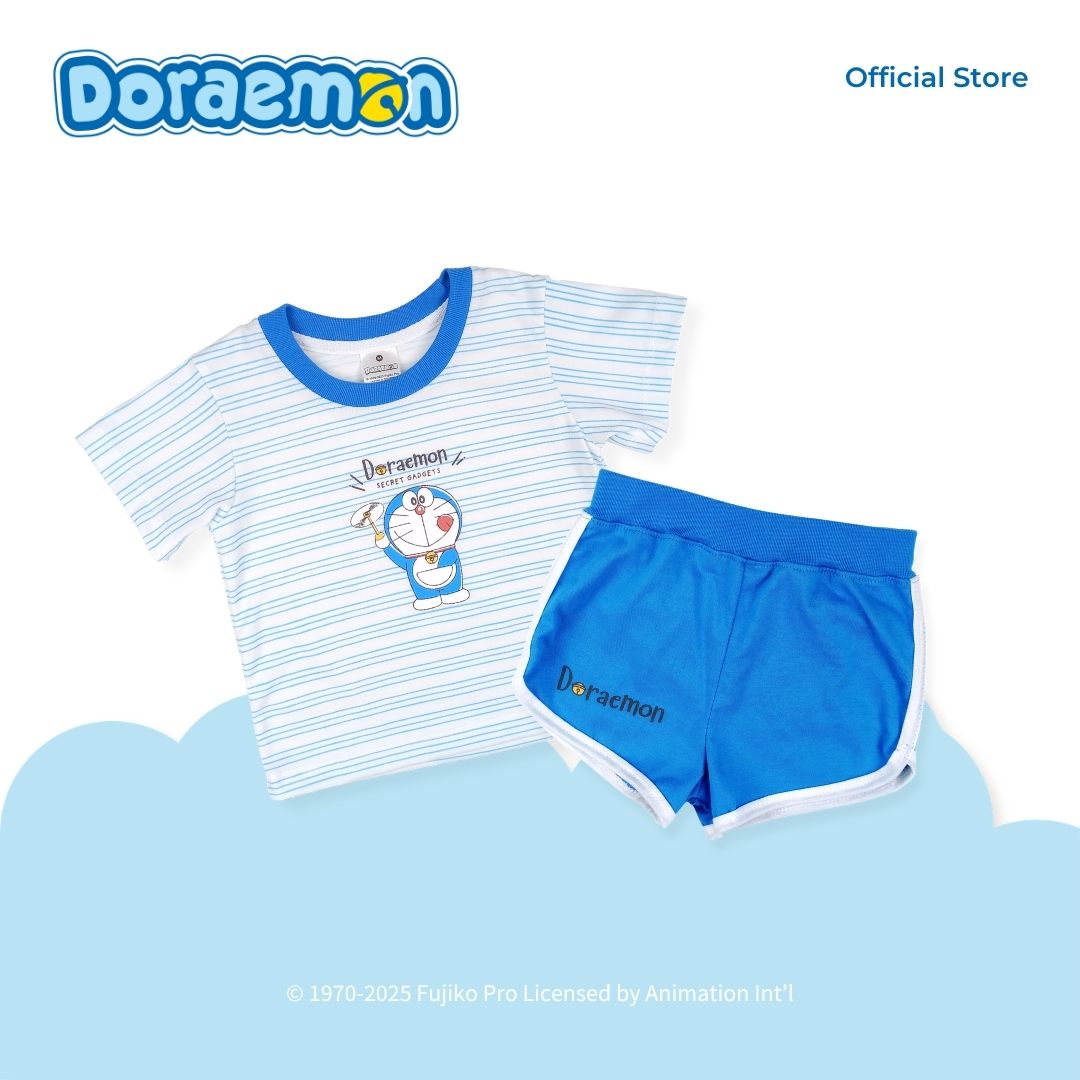 DORAEMON TANOSHI T-SHIRT AND SHORTS SET FOR INFANTS (3-12 MOS)