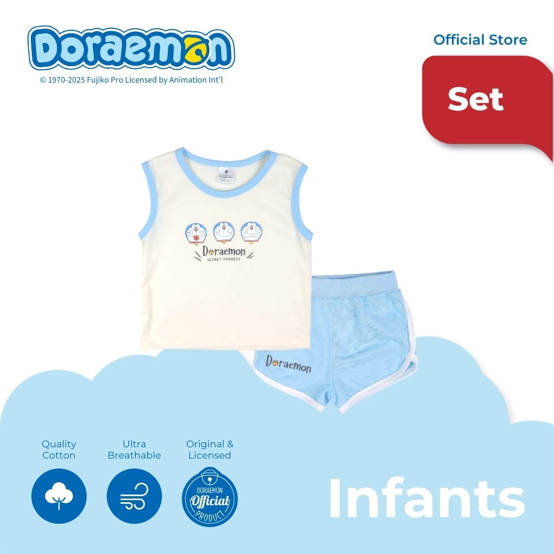 DORAEMON TANOSHI MUSCLE TEE AND SHORTS SET FOR INFANTS (3-12 MOS)