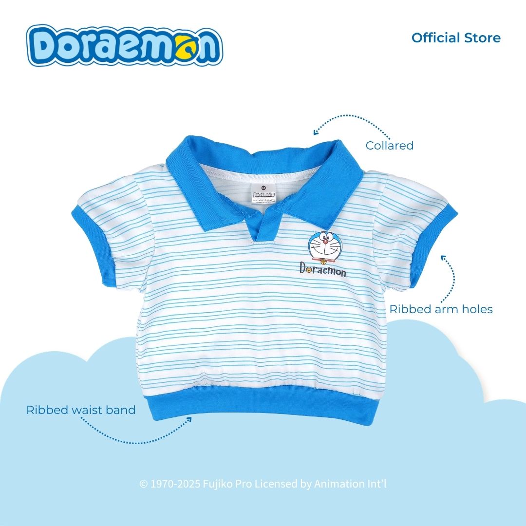 DORAEMON TANOSHI POLO SHIRT AND SHORTS SET FOR INFANTS (3-12 MOS)