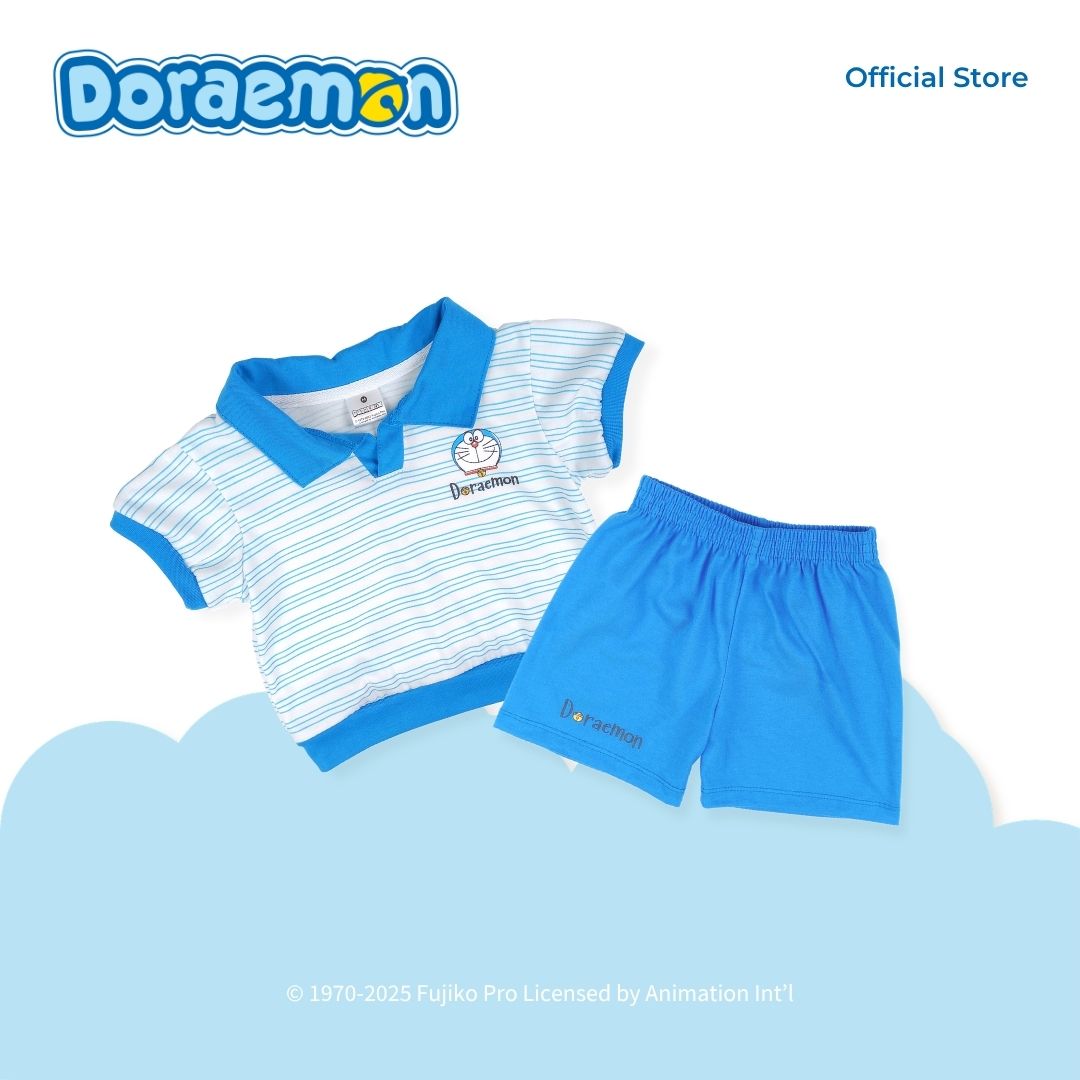 DORAEMON TANOSHI POLO SHIRT AND SHORTS SET FOR INFANTS (3-12 MOS)
