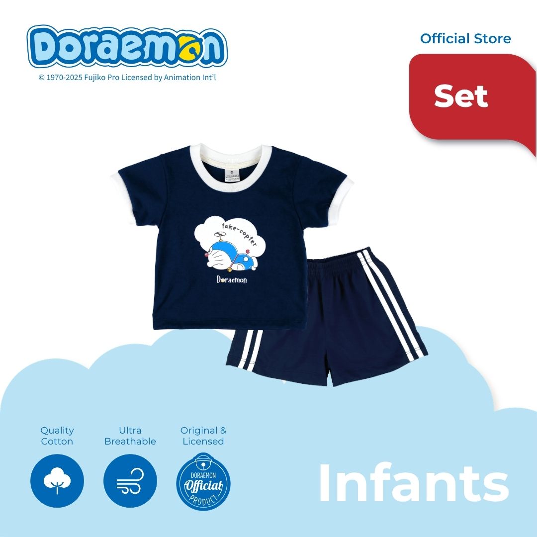 DORAEMON KUMO T-SHIRT AND SHORTS SET FOR INFANTS (3-12 MOS)