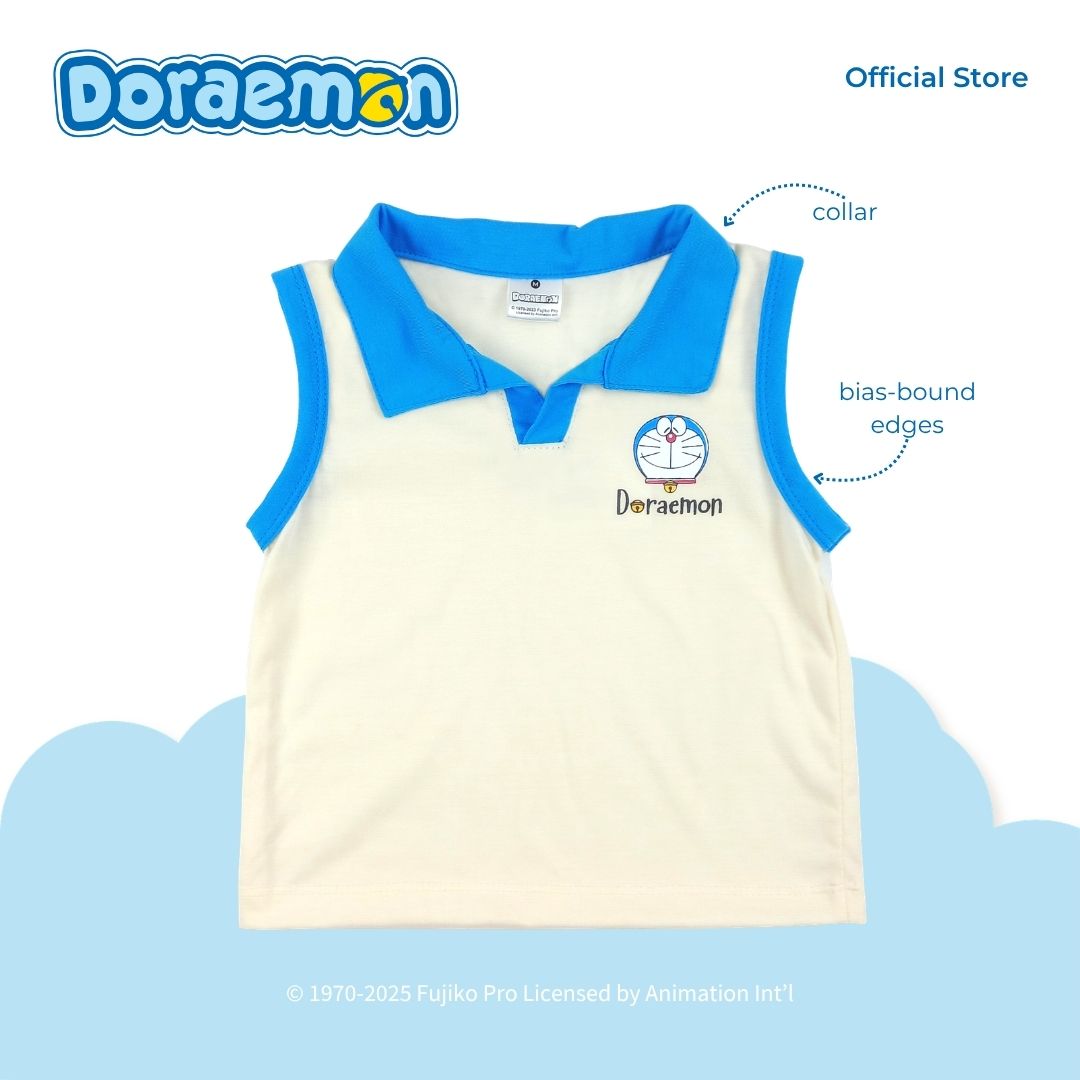 DORAEMON ODOROKI COLLARED MUSCLE TEE AND SHORTS SET FOR INFANTS (3-12 MOS)