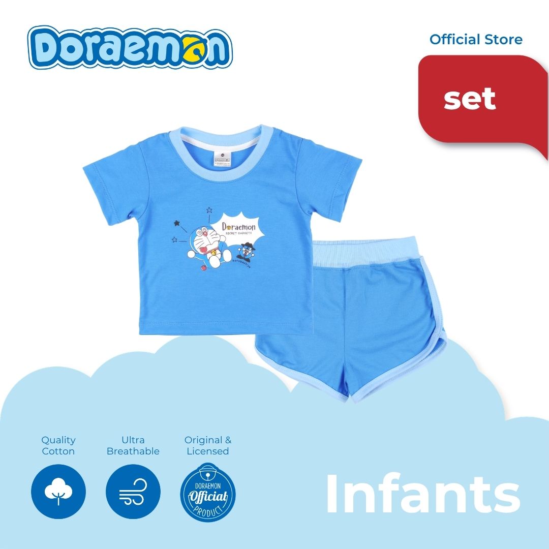 DORAEMON ODOROKI T-SHIRT AND SHORTS SET FOR INFANTS (3-12 MOS)