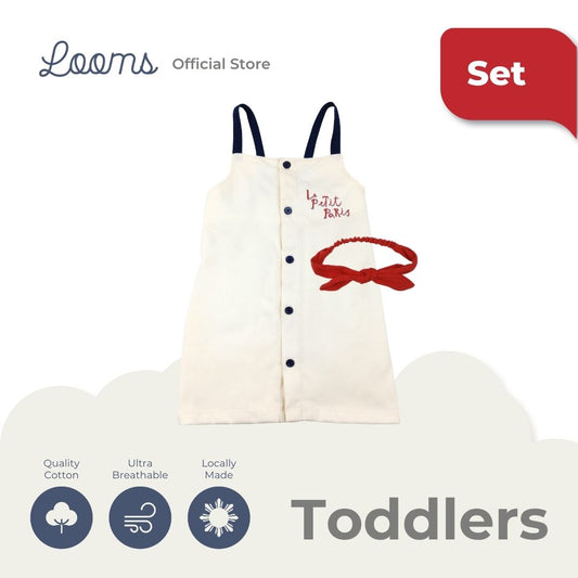 FRENCH SUMMER DRESS AND HEADBAND SET FOR TODDLERS (1-3 YRS)