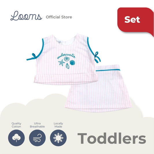 SEASHELLS SLEEVELESS TOP AND SKIRT TERNO SET FOR TODDLERS (1-3 YRS)