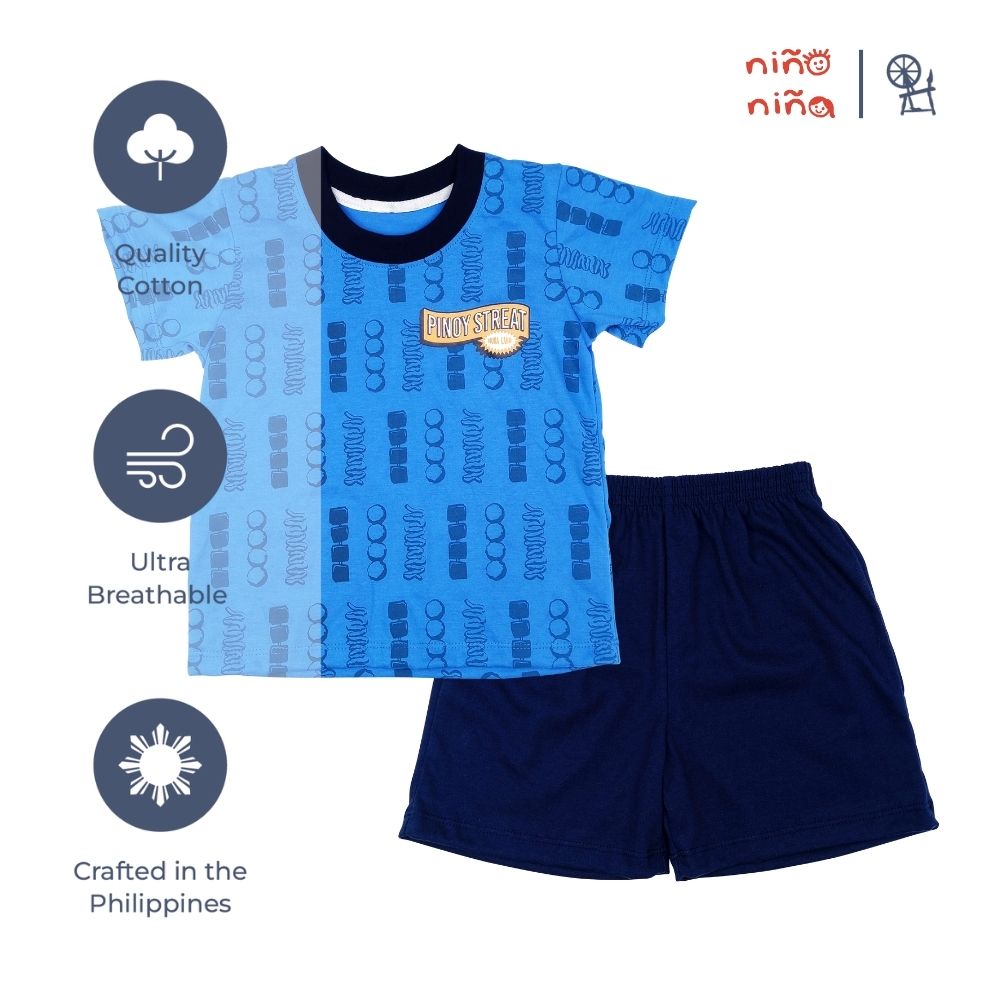 NIÑO NIÑA PINOY STREAT BOYS T-SHIRT AND SHORTS SET FOR TODDLERS 1-4 YEARS OLD