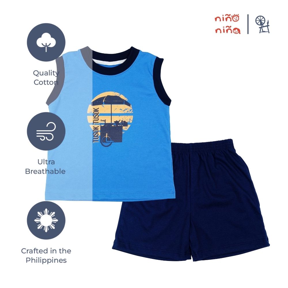 NIÑO NIÑA PINOY STREAT BOYS TANK TOP AND SHORTS SET FOR TODDLERS 1-4 YEARS OLD