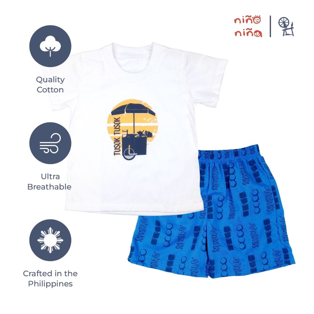 NIÑO NIÑA PINOY STREAT BOYS T-SHIRT AND SHORTS SET FOR TODDLERS 1-4 YEARS OLD