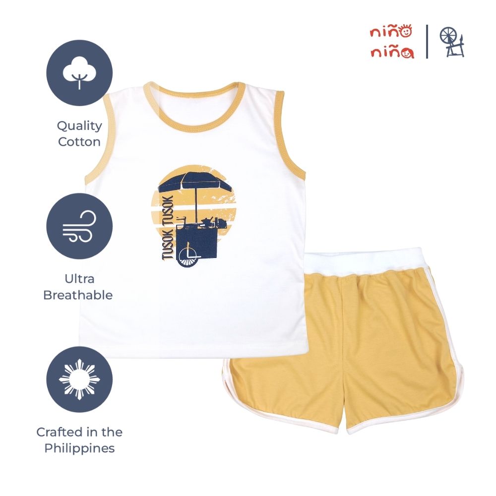 NIÑO NIÑA PINOY STREAT BOYS TANK TOP AND SHORTS SET FOR TODDLERS 1-4 YEARS OLD