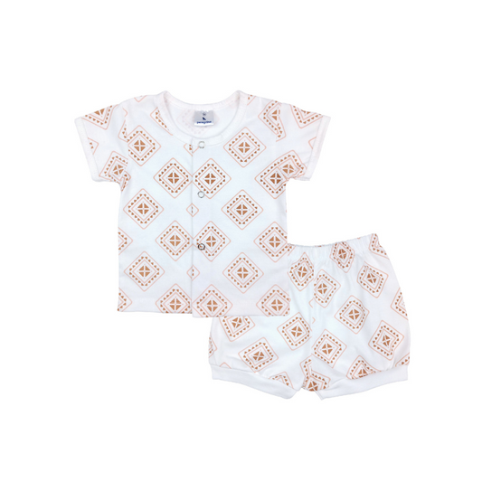 HABI BUTTONED DOWN SHIRT & SHORTS FOR NEWBORN (0-6 MONTHS)