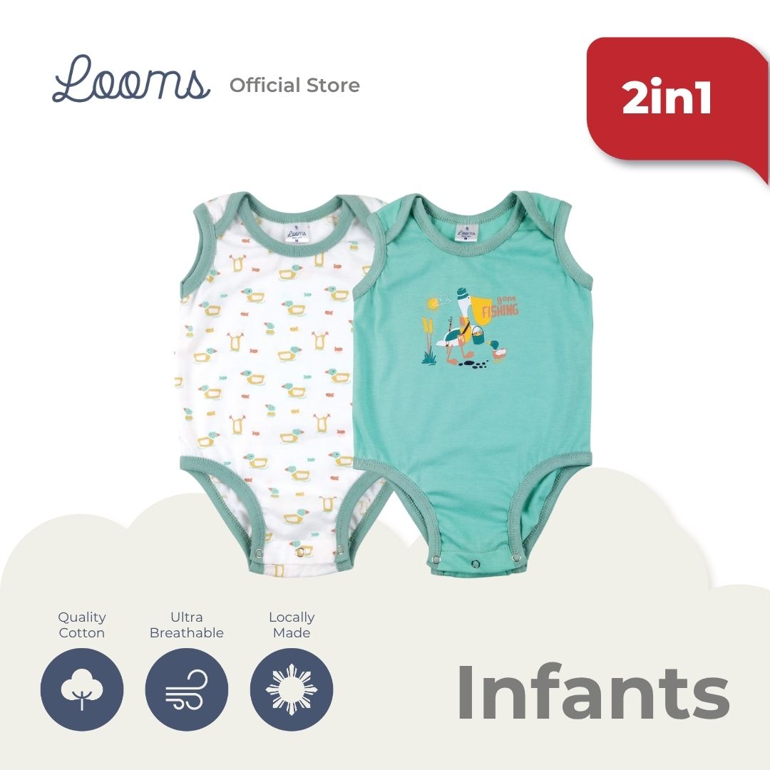 POND LIFE 2 IN 1 SLEEVELESS ONESIE SET FOR INFANTS (0-12 MOS)