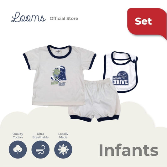 OCEAN DRIVE T-SHIRT AND SHORTS WITH BIB BASIC SET FOR INFANT BOYS (3-12 MOS)