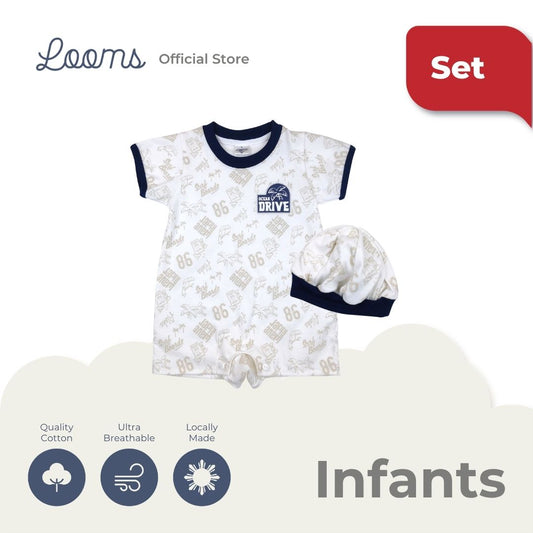 OCEAN DRIVE ROMPER WITH BONNET BASIC SET FOR INFANT BOYS (3-12 MOS)