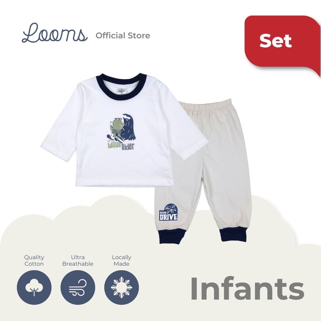 OCEAN DRIVE LONG SLEEVED TOP AND PAJAMA BASIC SET FOR INFANT BOYS (3-12 MOS)