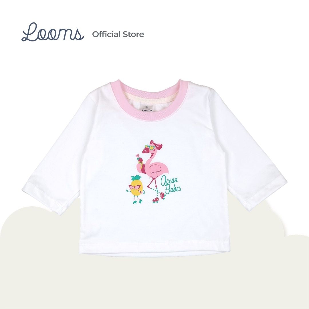 OCEAN DRIVE LONG SLEEVED TOP AND PAJAMA BASIC SET FOR INFANT GIRLS (3-12 MOS)