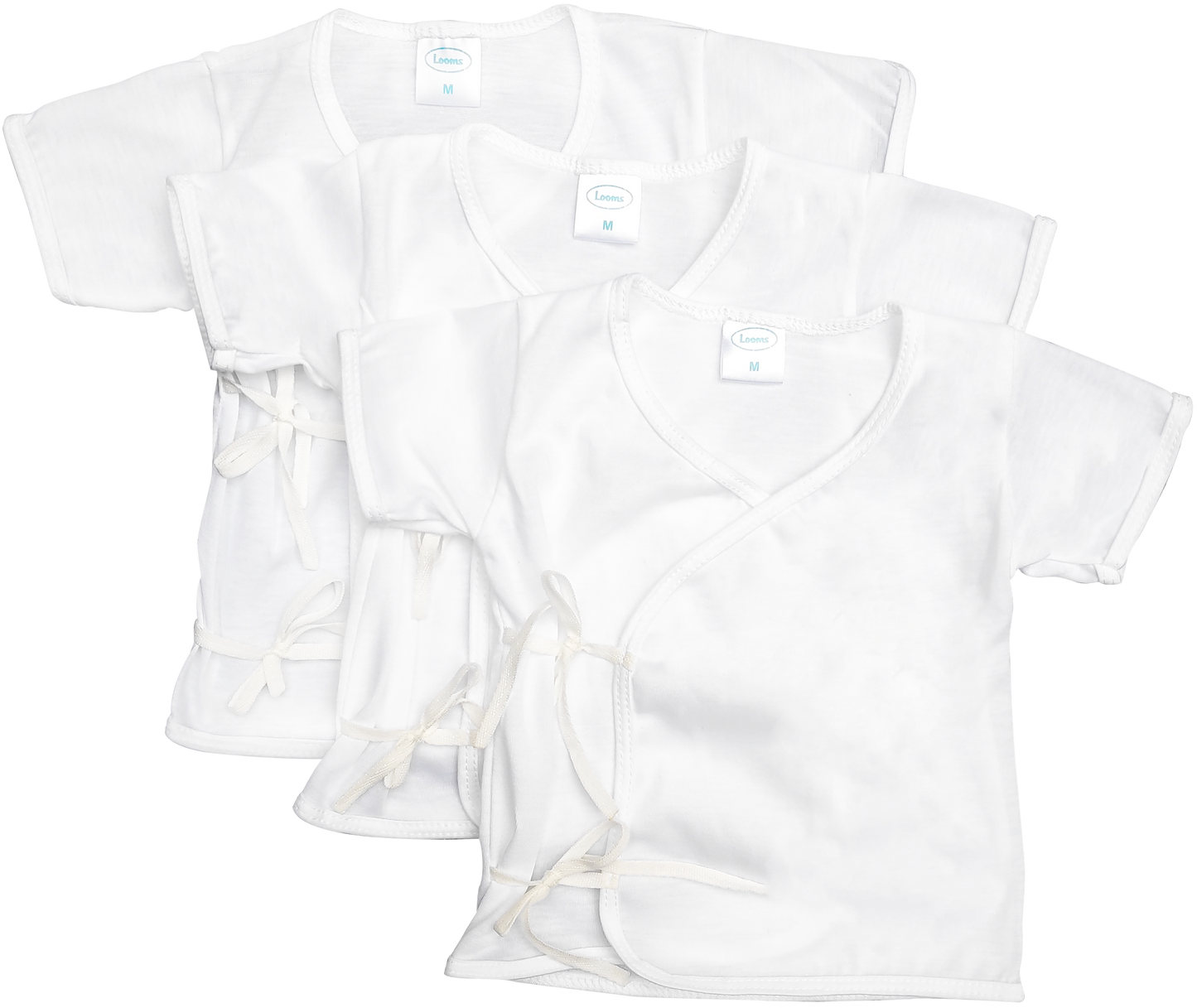 BASIC WHITE 3IN1 SHORT SLEEVED TIESIDE SHIRT FOR NEWBORN