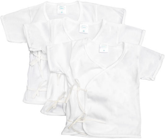 BASIC WHITE 3IN1 SHORT SLEEVED TIESIDE SHIRT FOR NEWBORN