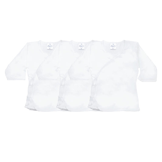 BASIC WHITE 3IN1 LONGSLEEVED TIESIDE SHIRT FOR NEWBORN