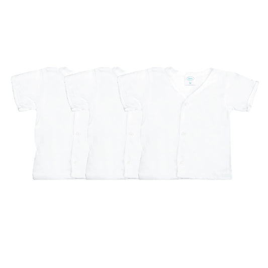 BASIC WHITE 3IN1 SHORT SLEEVED BUTTONED DOWN SHIRT FOR NEWBORN