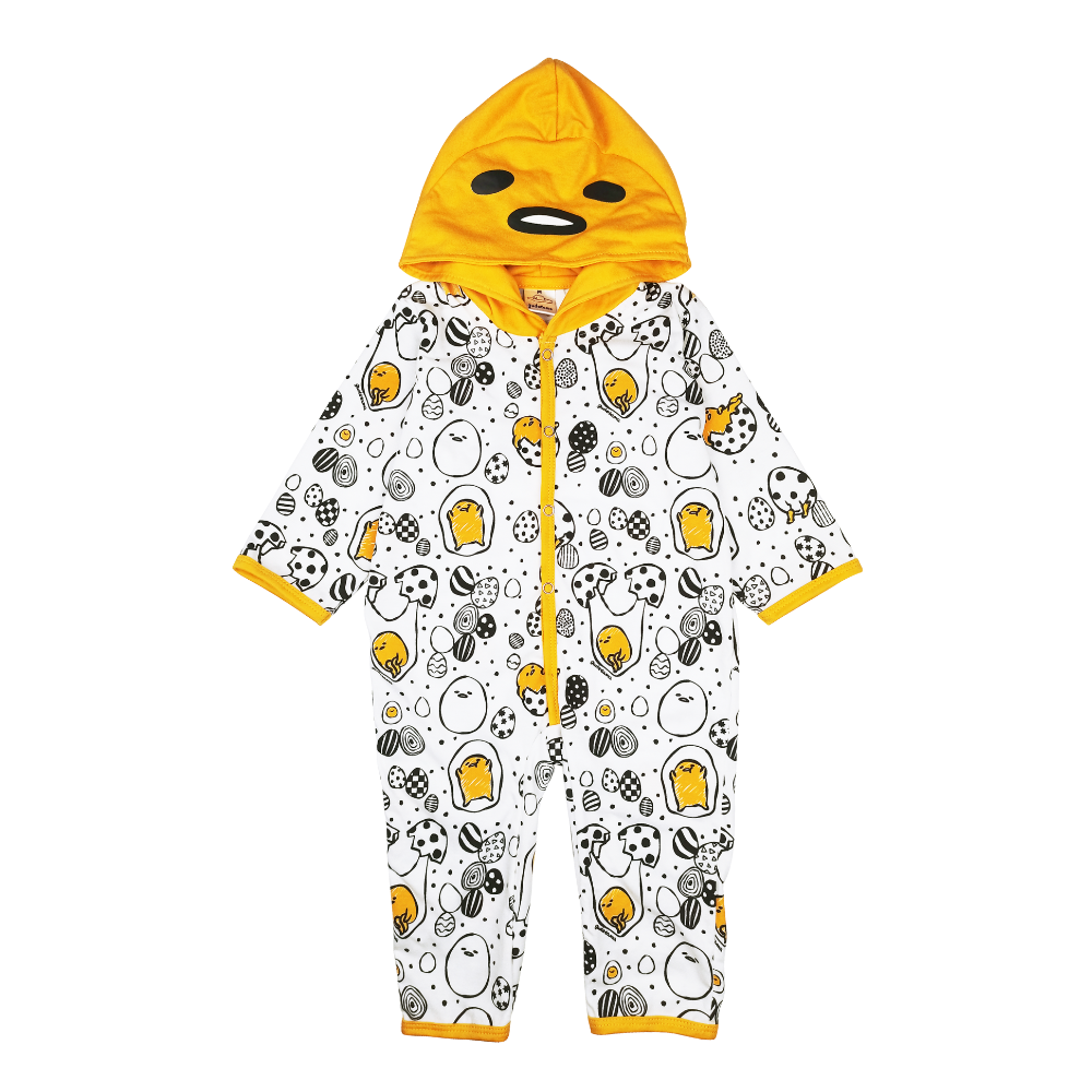 GUDETAMA PAINT HOODED FROGSUIT FOR INFANTS