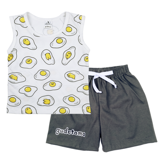 GUDETAMA POACHED TANK TOP AND SHORTS FOR INFANTS