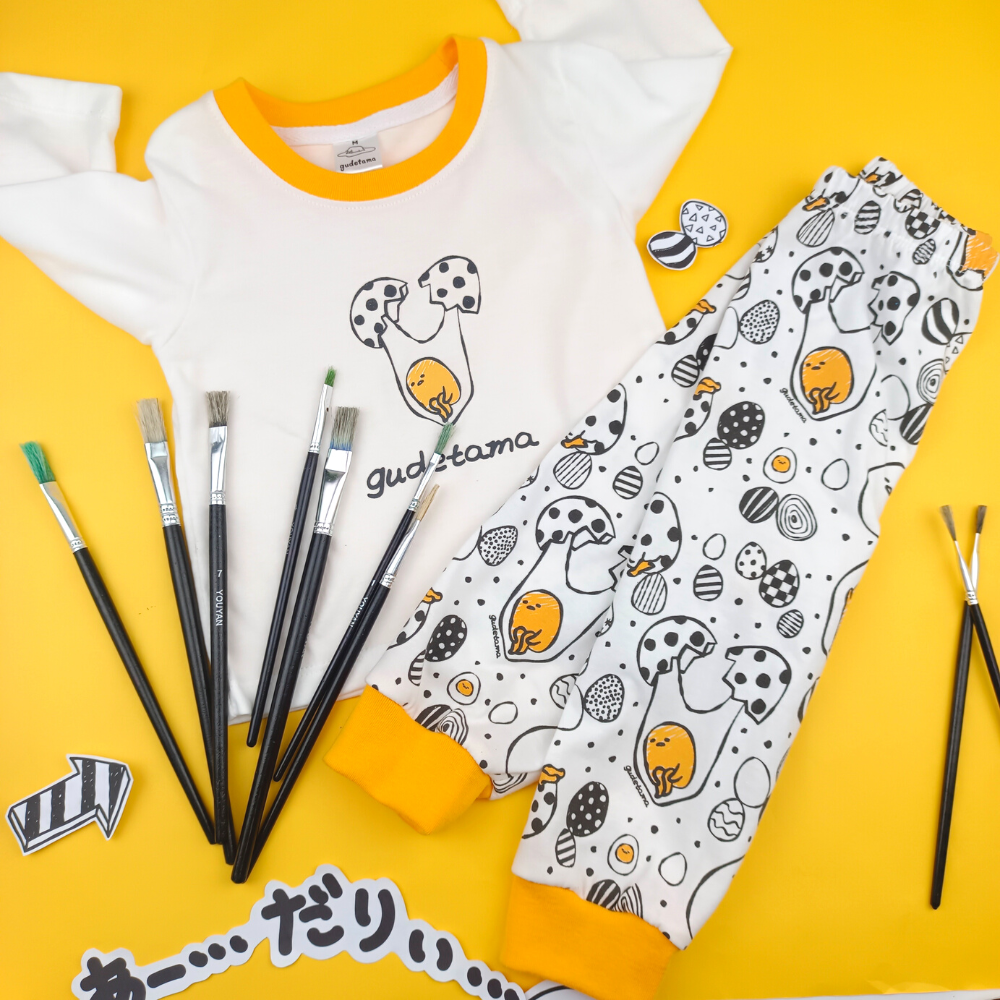 GUDETAMA PAINT LONGSLEEVES AND PANTS FOR INFANTS