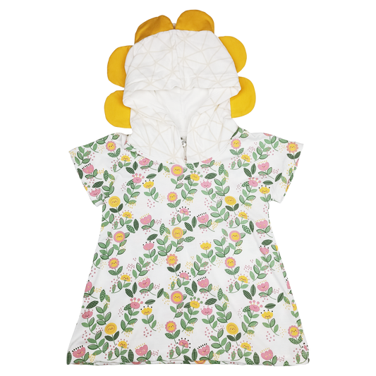 FLOWER NETWORK HOODED SHORT DRESS FOR TODDLERS