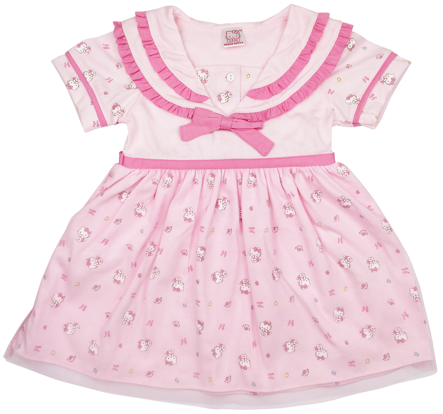 HELLO KITTY SMILEY DRESS WITH NECKLINE RUFFLES FOR TODDLERS