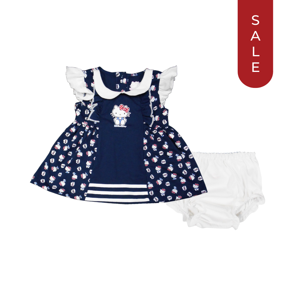 HELLO KITTY NAUTICA SHORT DRESS WITH RUFFLES & PANTY FOR INFANTS – Looms