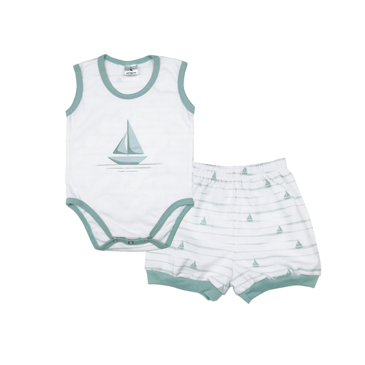 BAINS DE SOLEIL SLEEVELESS ONESIE & SHORTS FOR NEWBORN